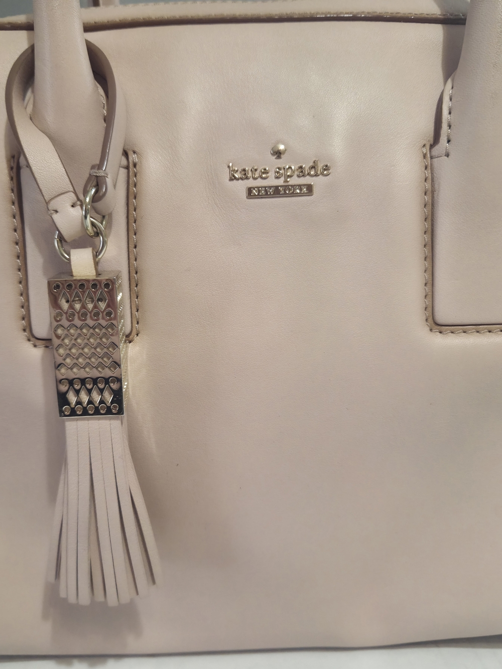 kate spade NY Blush Pink Leather Satchel with Tassel Gold Hardware